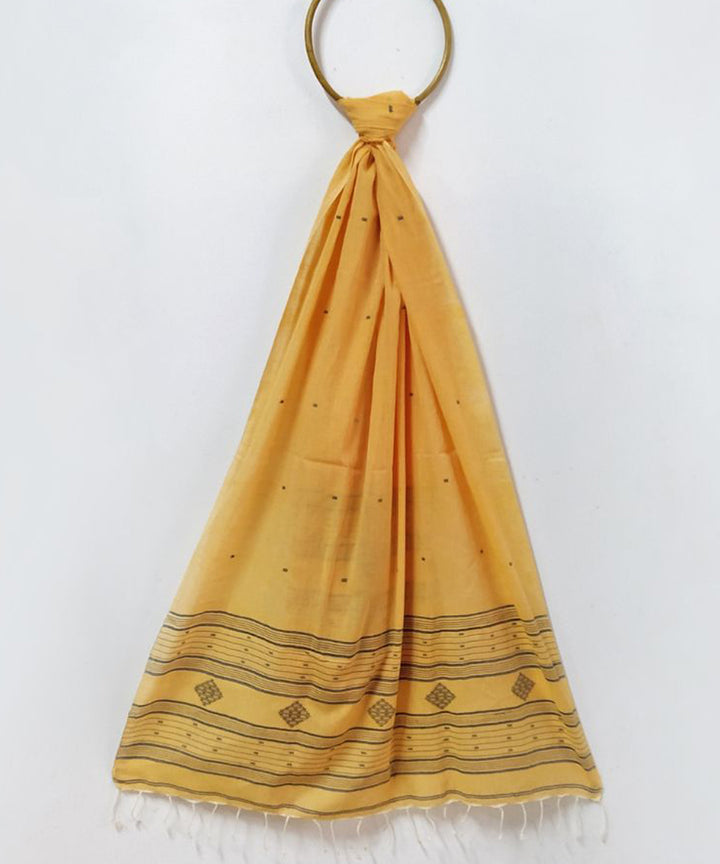 Orange handwoven cotton jamdani stole