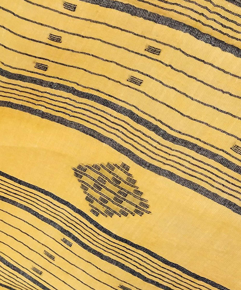 Orange handwoven cotton jamdani stole