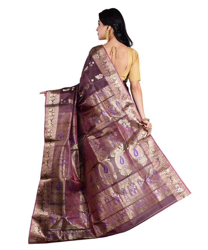 Brown silk handwoven saree