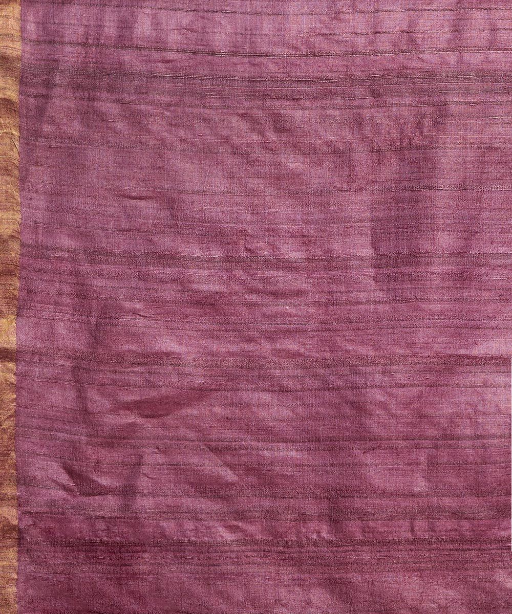 Deep purple tussar silk hand woven chhattisgarh kosa saree