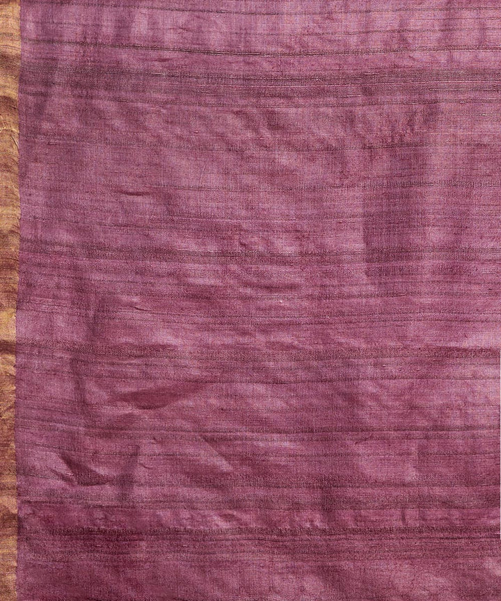 Deep purple tussar silk hand woven chhattisgarh kosa saree