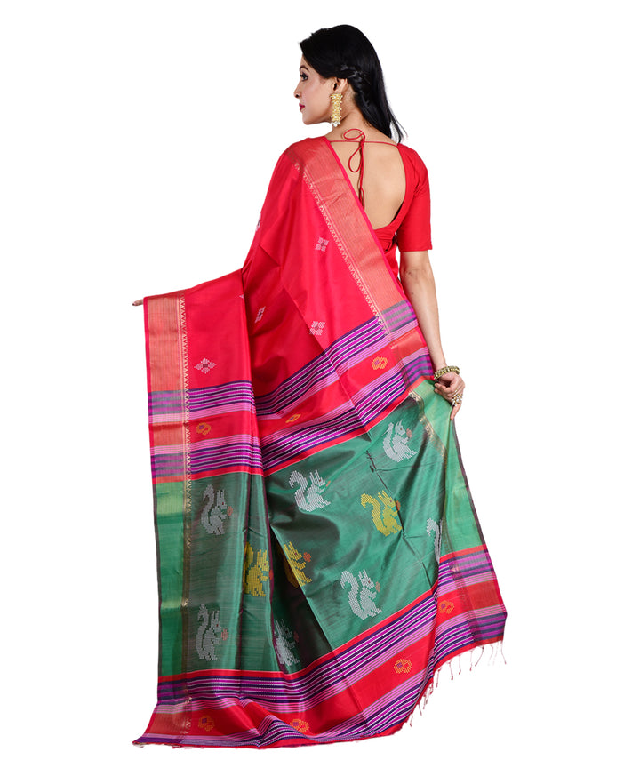 Red multicolor handwoven silk saree