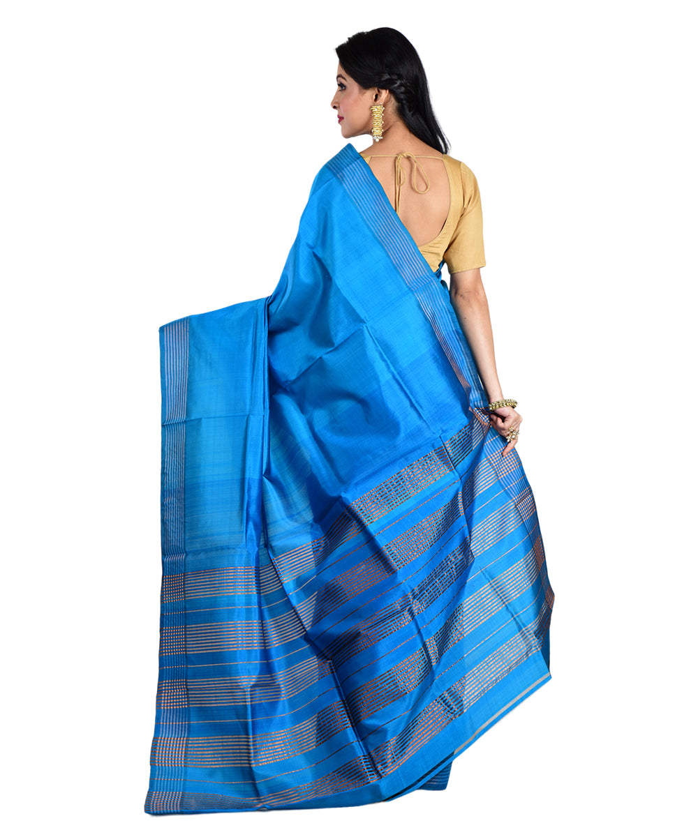 Navy blue handwoven silk saree