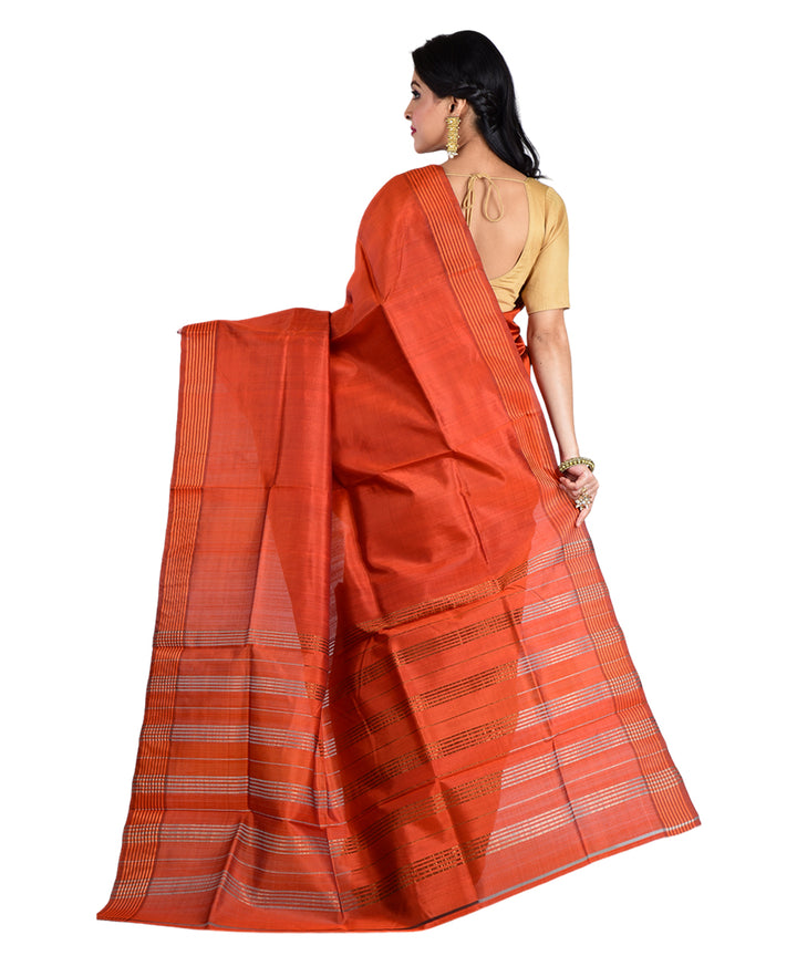 Orange handwoven silk saree