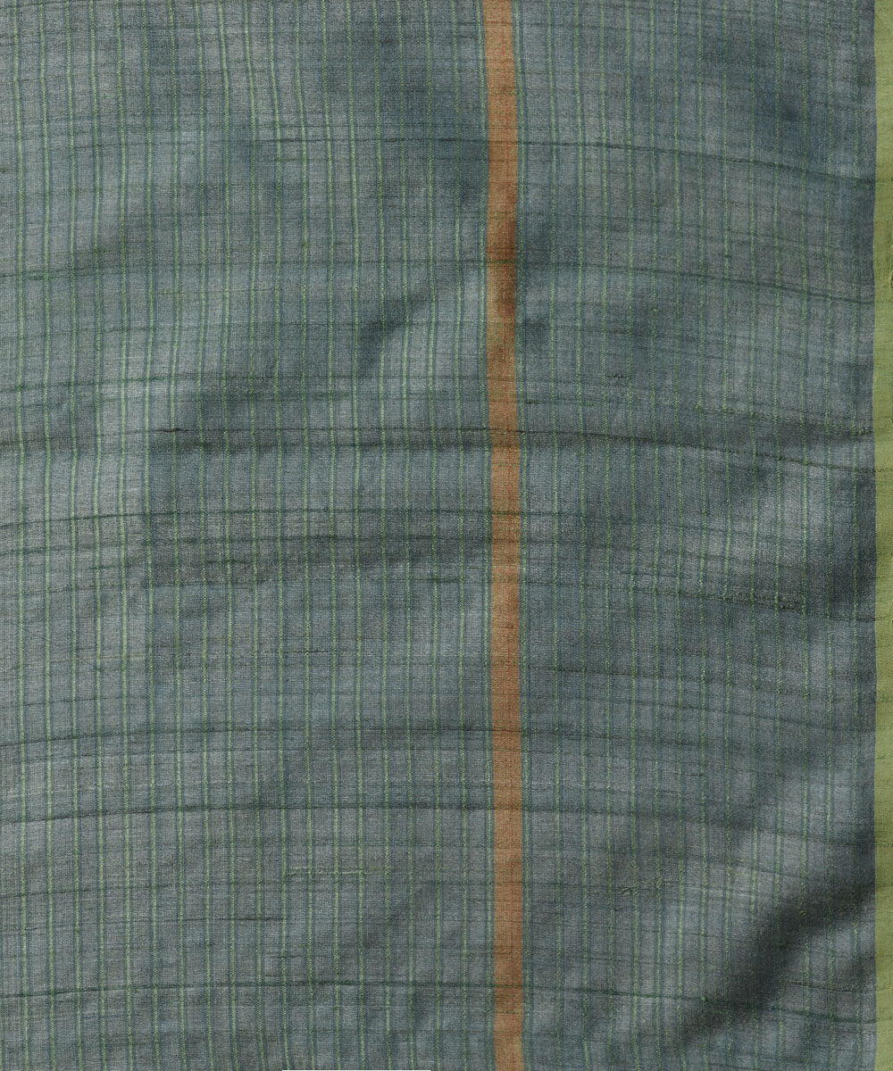 Sassy teal tussar silk hand woven chhattisgarh kosa saree