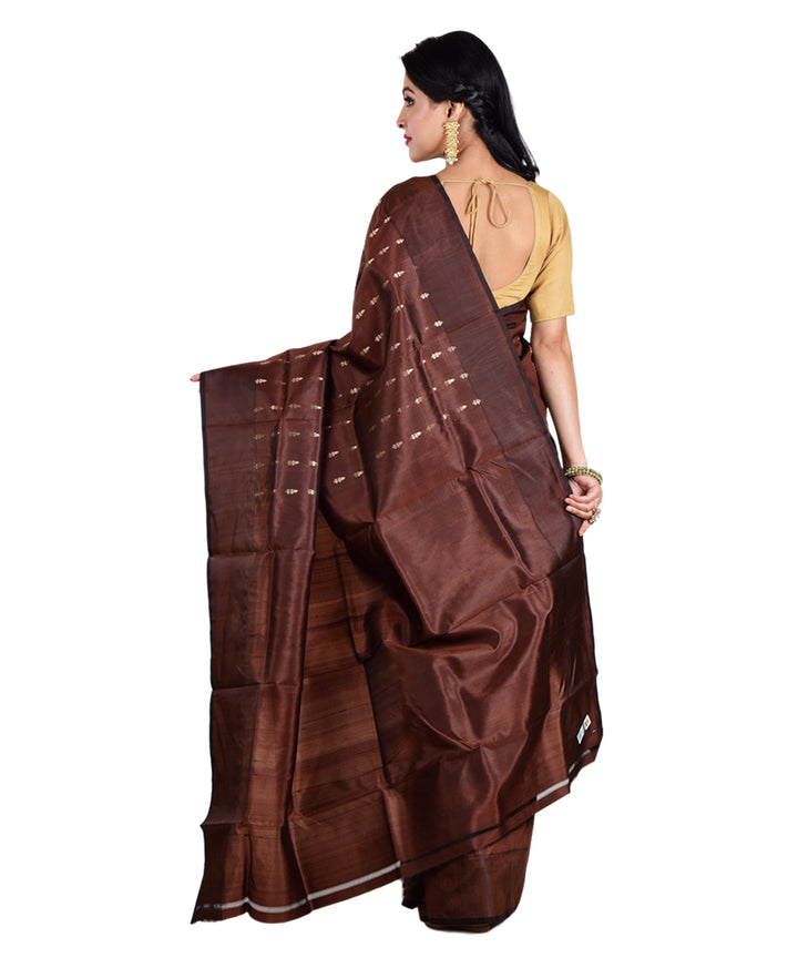 Brown handwoven silk saree