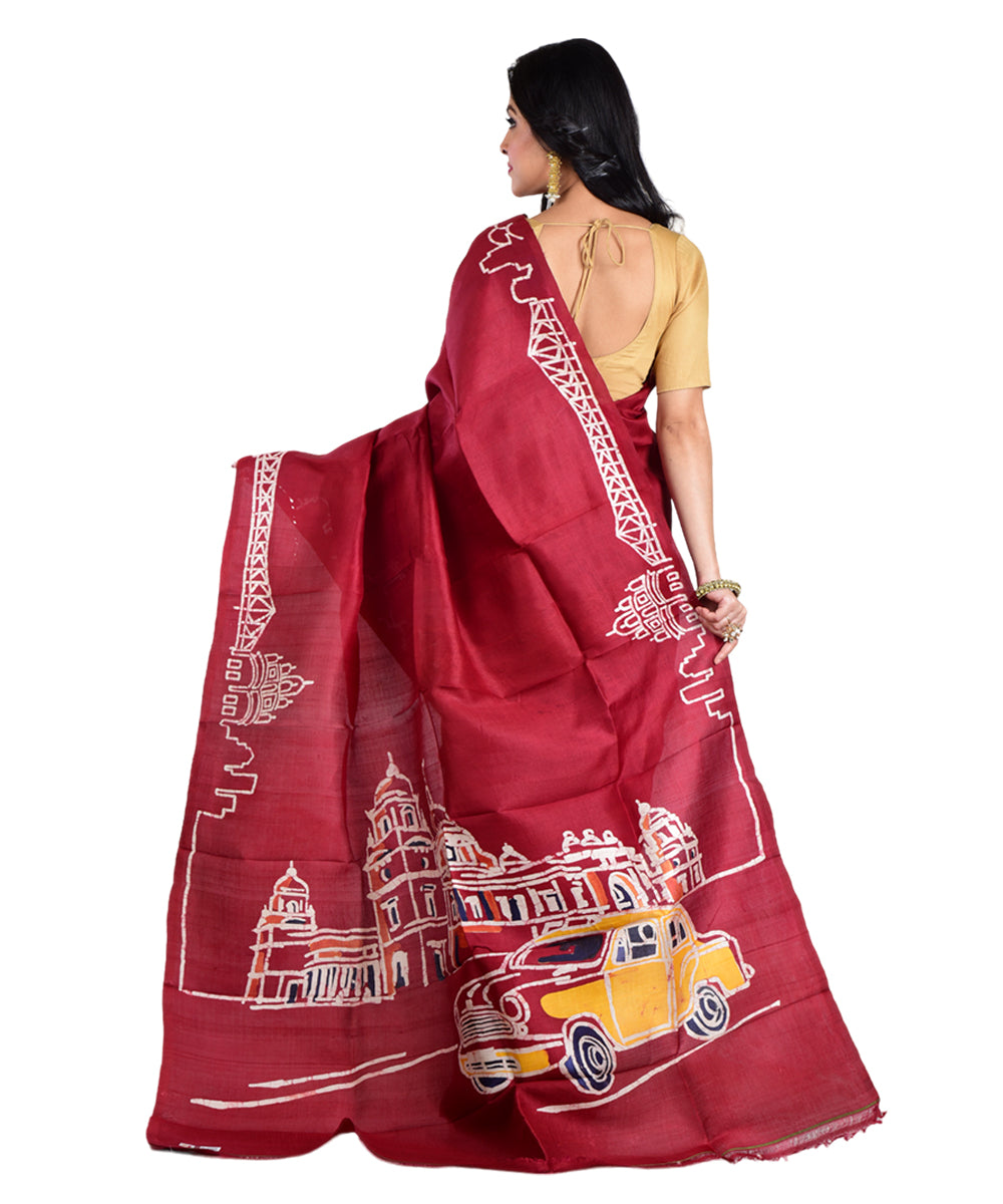 Maroon handloom silk saree