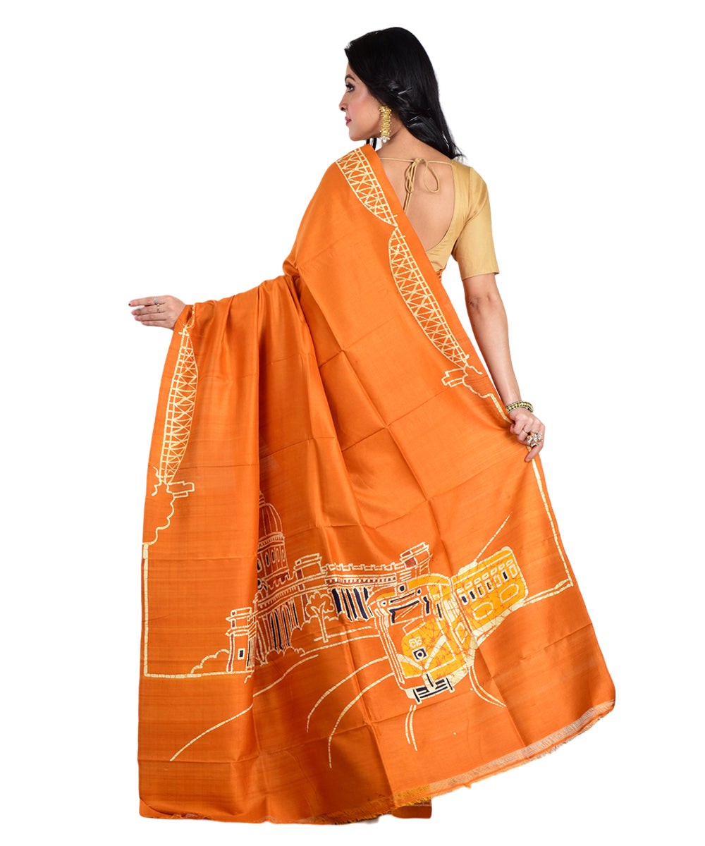 Mustard handloom silk saree