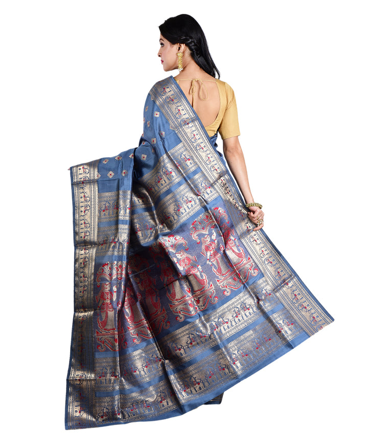 Grey bengle handwoven silk saree