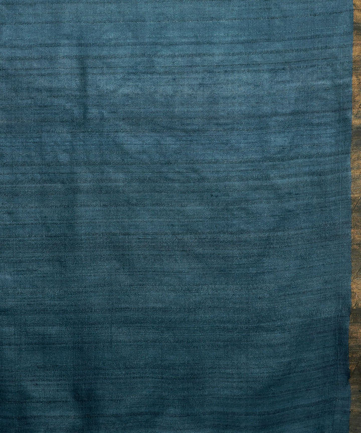 Deep indigo tussar silk hand woven chhattisgarh kosa saree