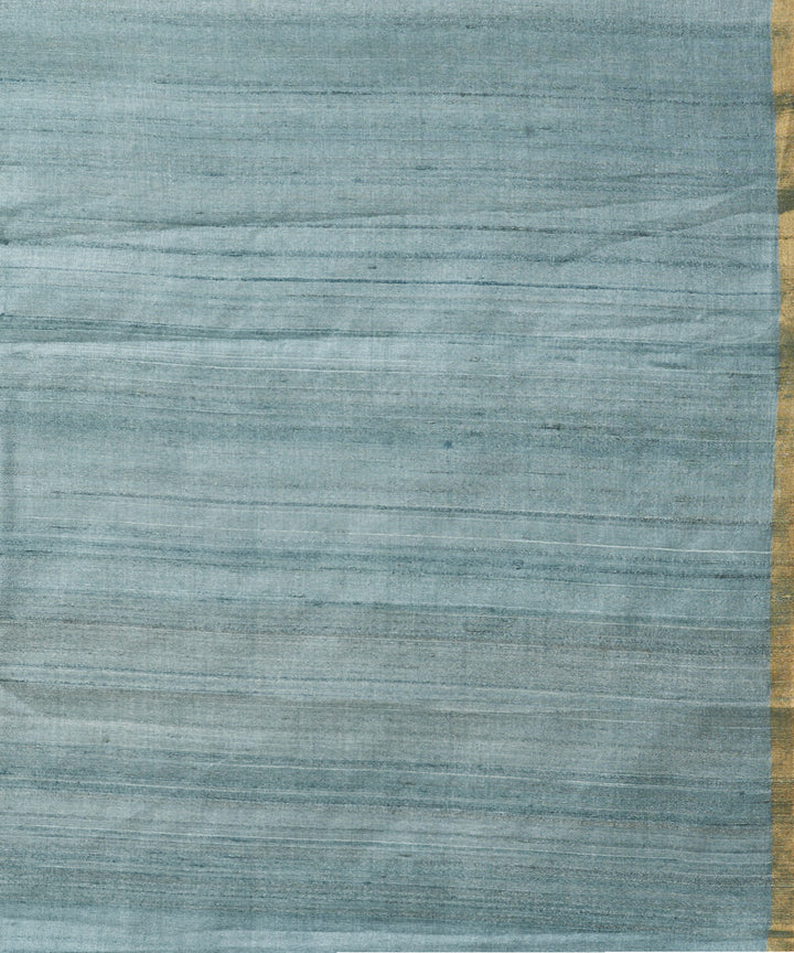 Teal grey tussar silk hand woven chhattisgarh kosa saree