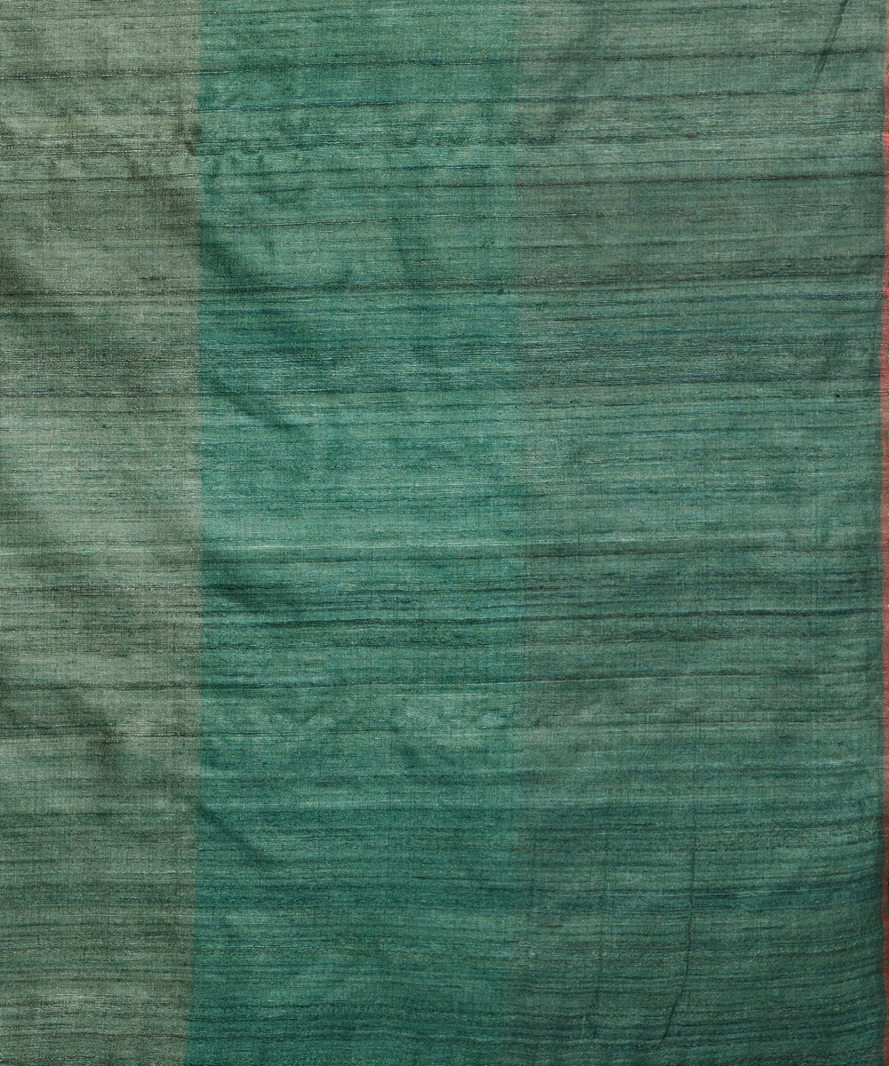 Green checkered tussar silk hand woven chhattisgarh kosa saree