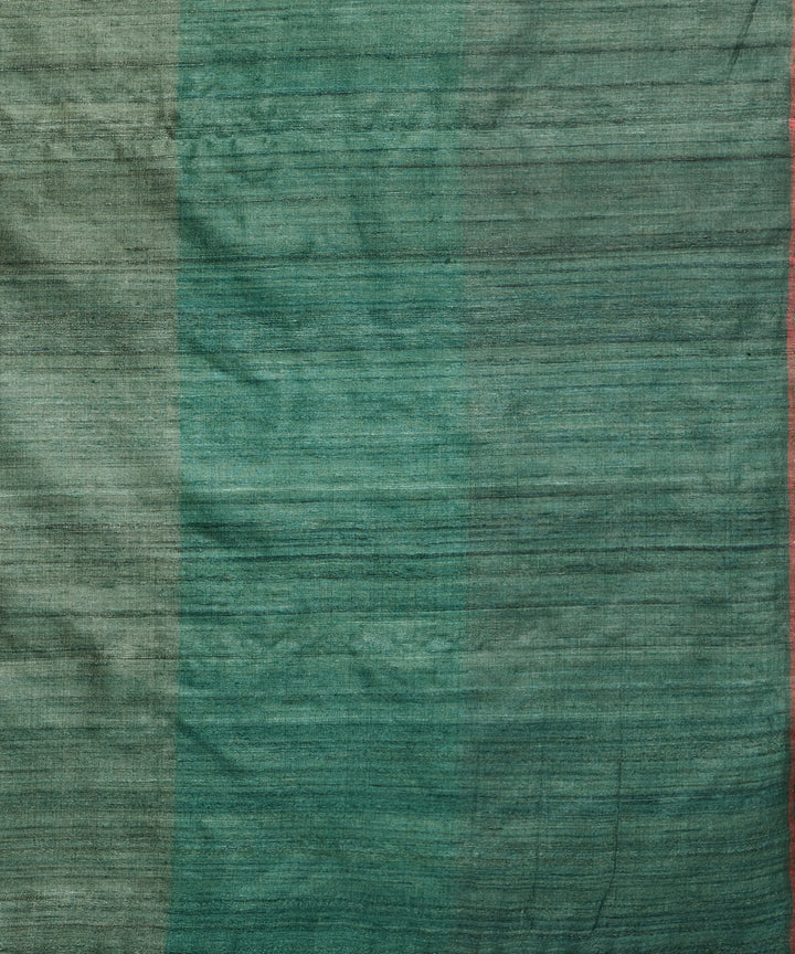 Green checkered tussar silk hand woven chhattisgarh kosa saree