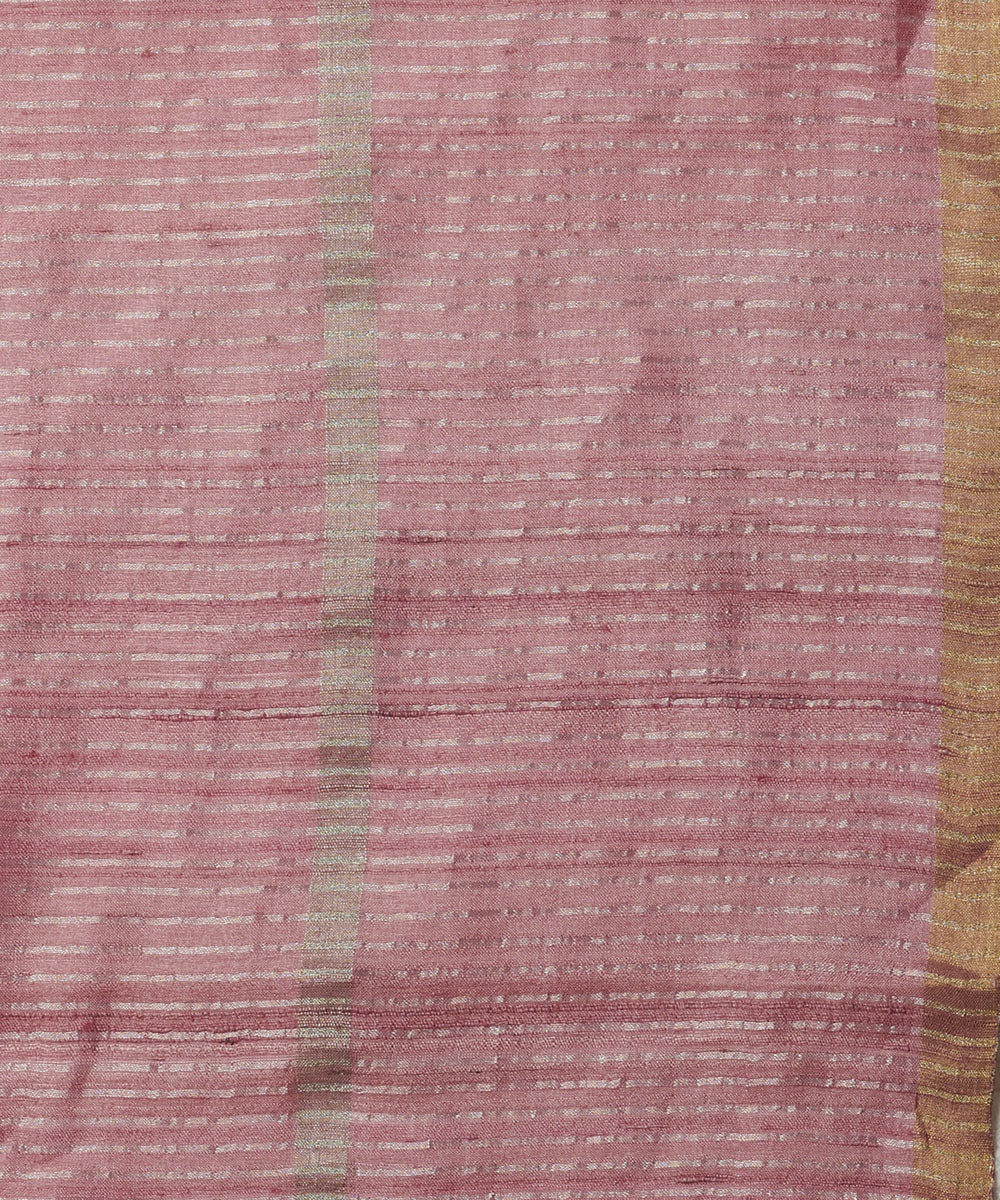Blushing pink tussar silk hand woven chhattisgarh kosa saree