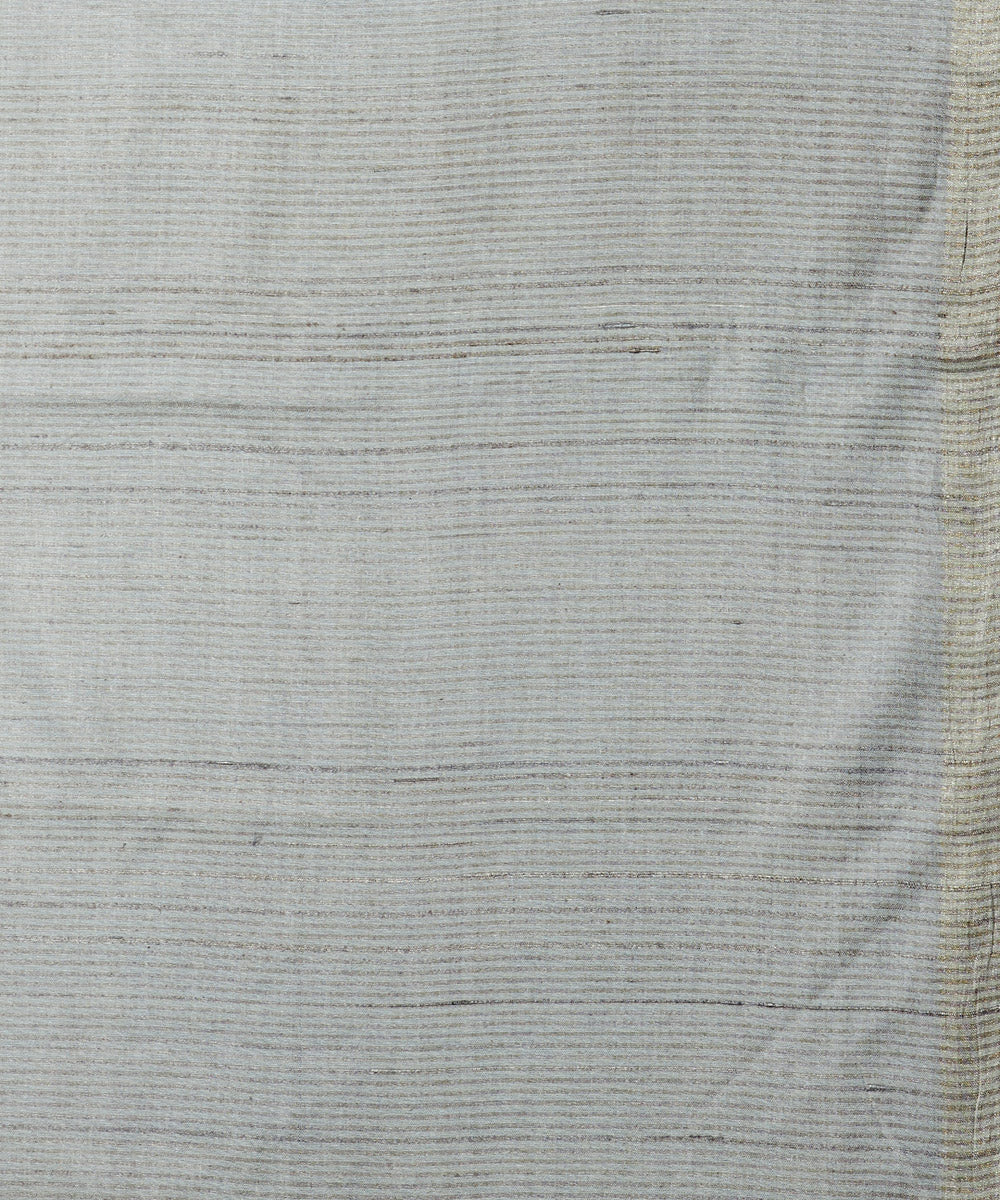 Cloud grey tussar silk hand woven chhattisgarh kosa saree