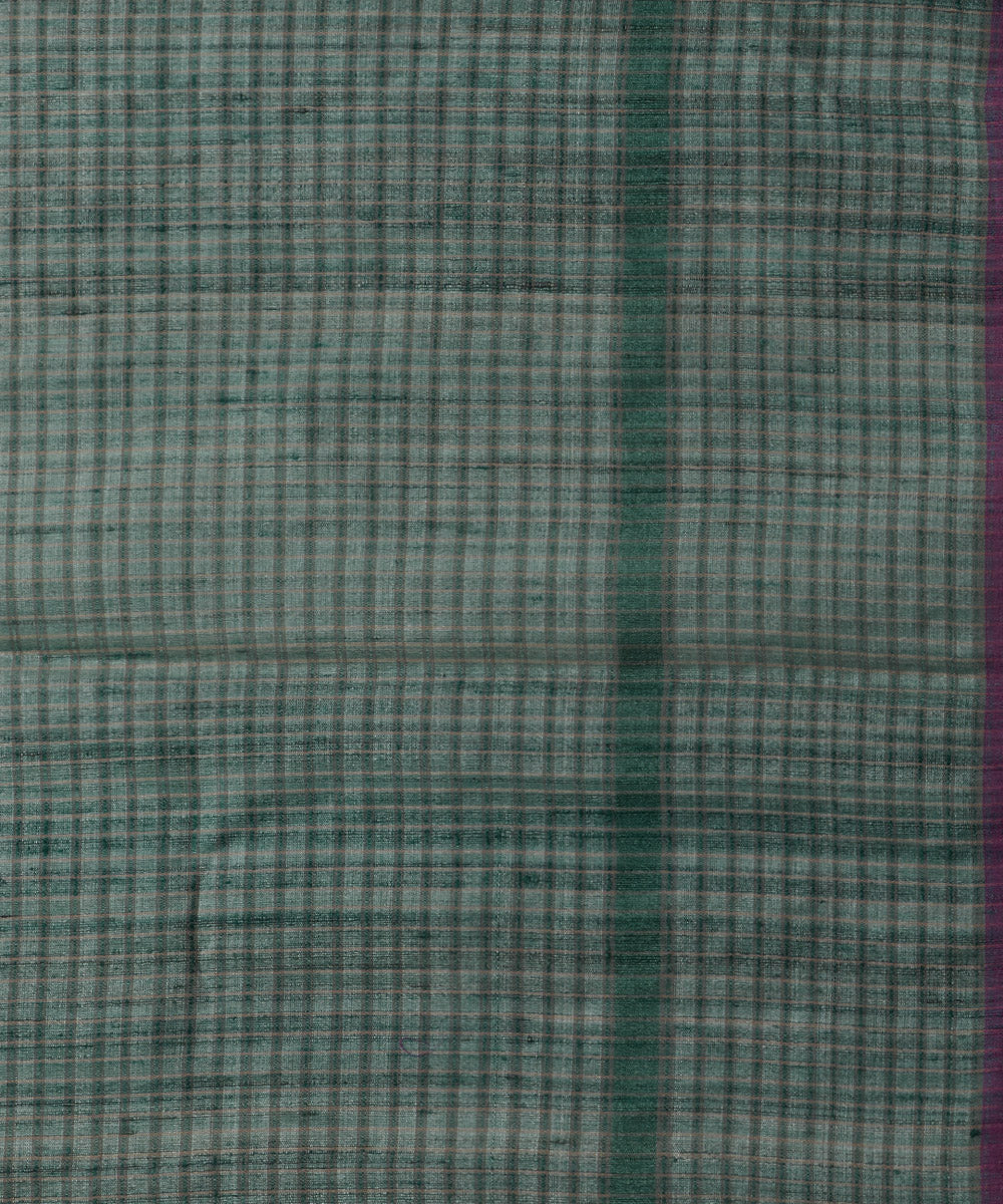 Cool grey tussar silk hand woven chhattisgarh kosa saree