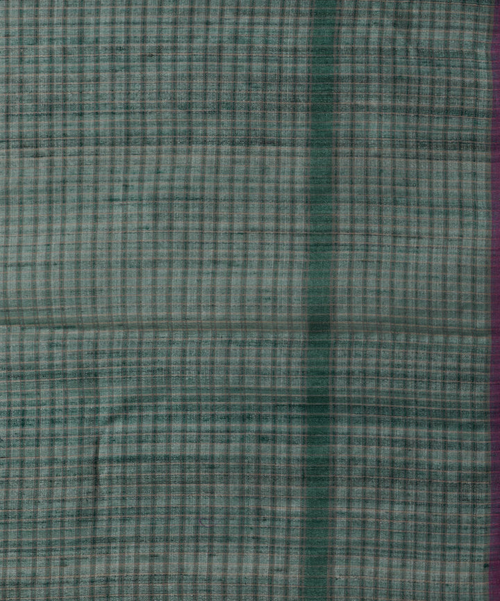 Cool grey tussar silk hand woven chhattisgarh kosa saree