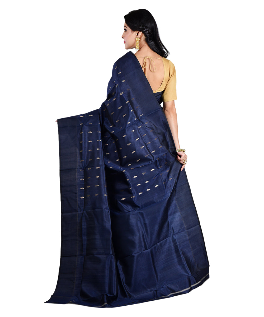 Navy blue silk handloom saree