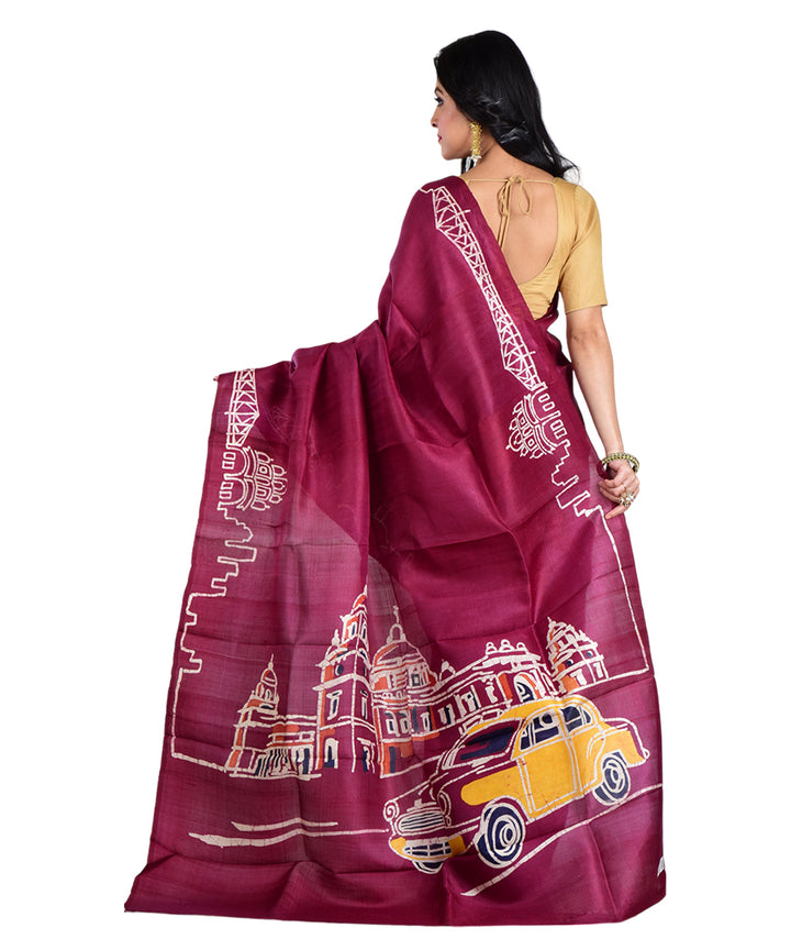 Maroon red handloom silk saree