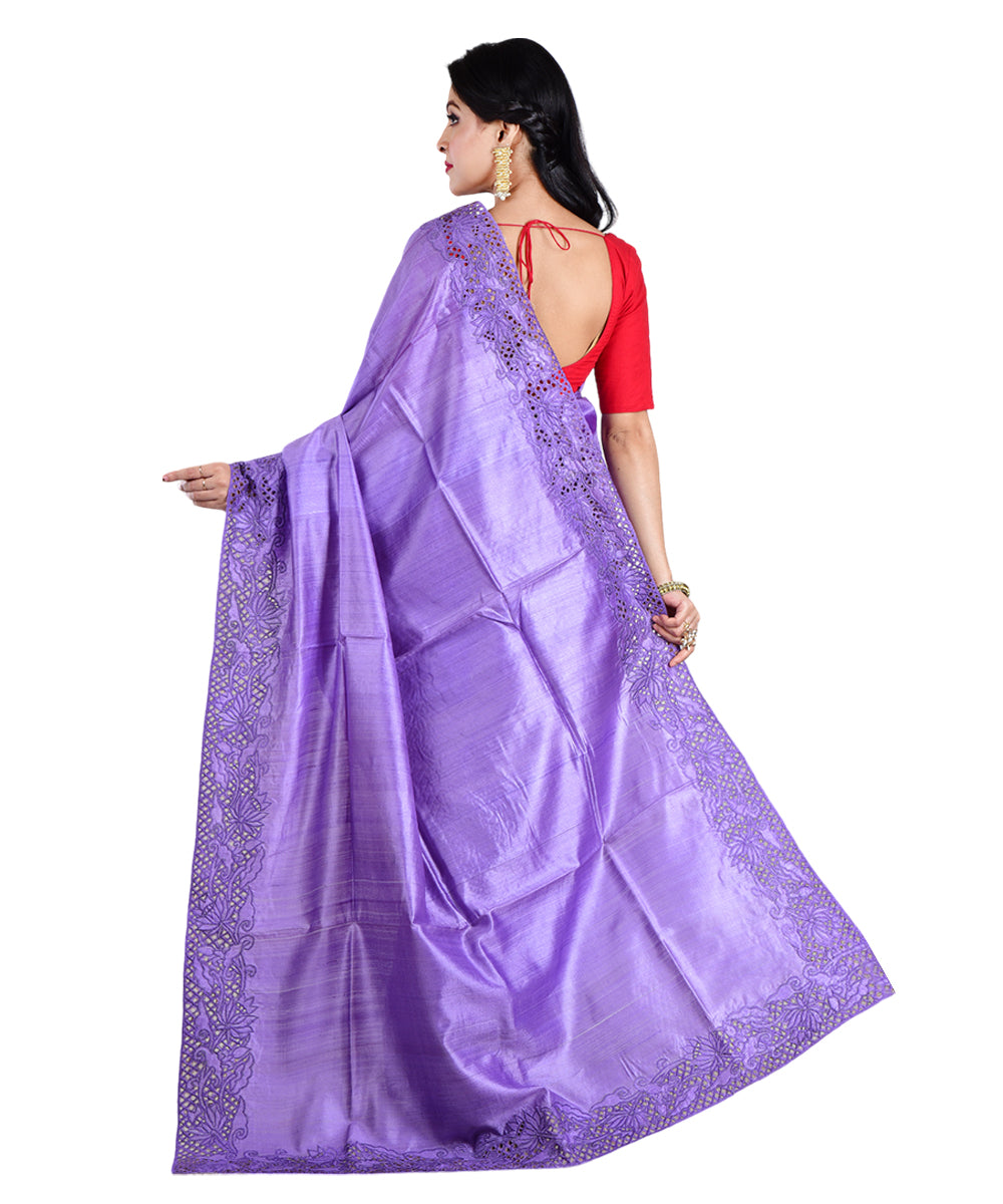 Violet handwoven tussar silk saree