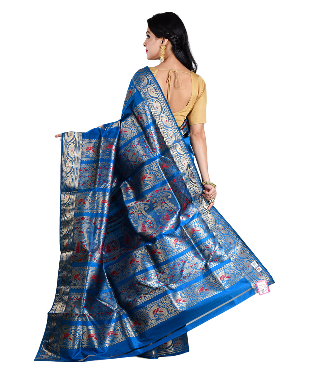 Navy blue handloom silk saree