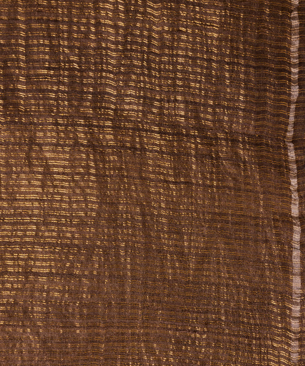 Coffee brown tussar silk hand woven chhattisgarh kosa saree