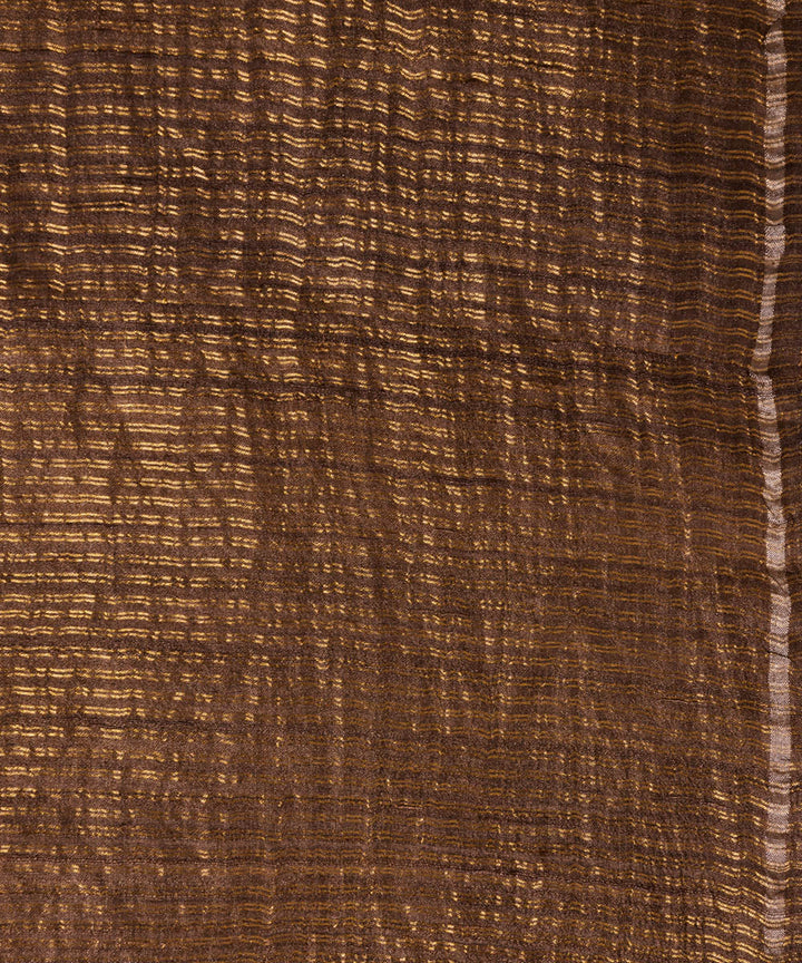 Coffee brown tussar silk hand woven chhattisgarh kosa saree