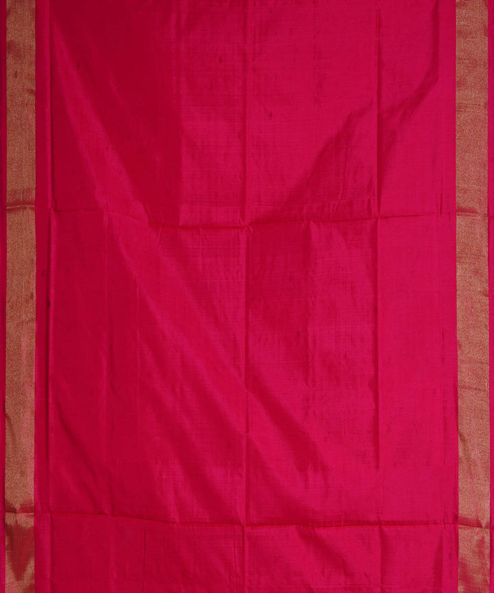 Pink temple border handwoven pochampally ikat silk saree