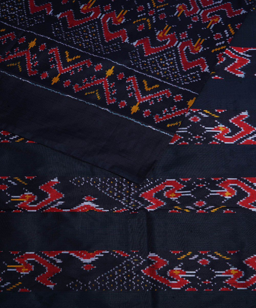 Black all over handwoven pochampally ikat silk saree