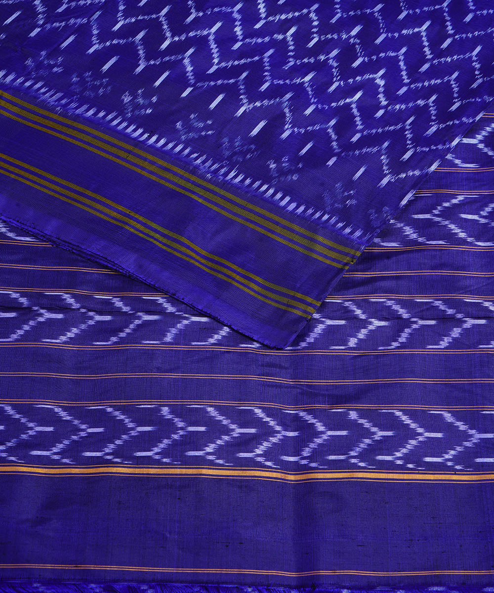 Navy blue allover handwoven pochampally ikat silk saree