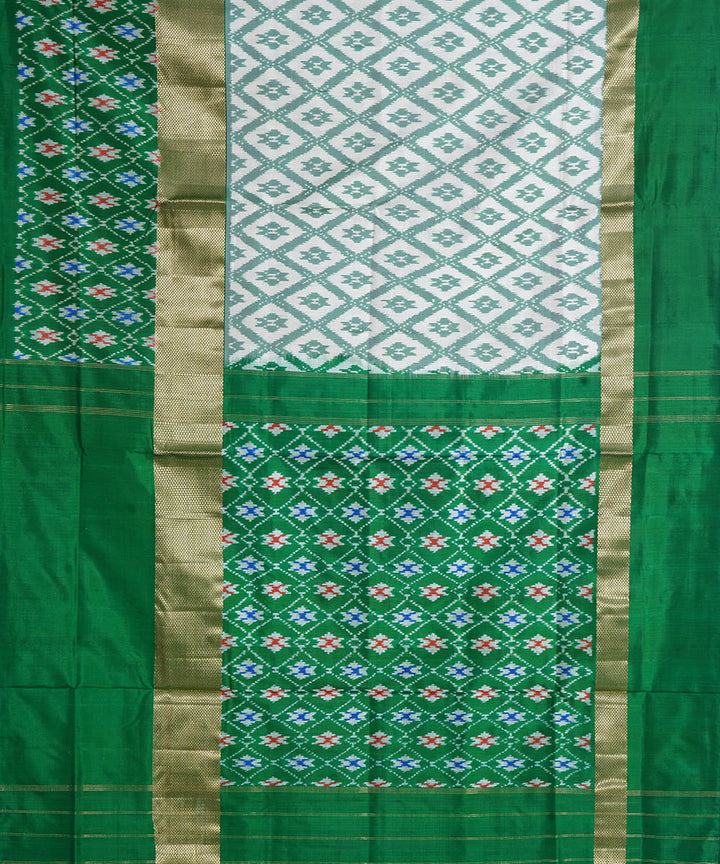 Green leaf green handwoven pochampally ikat silk saree