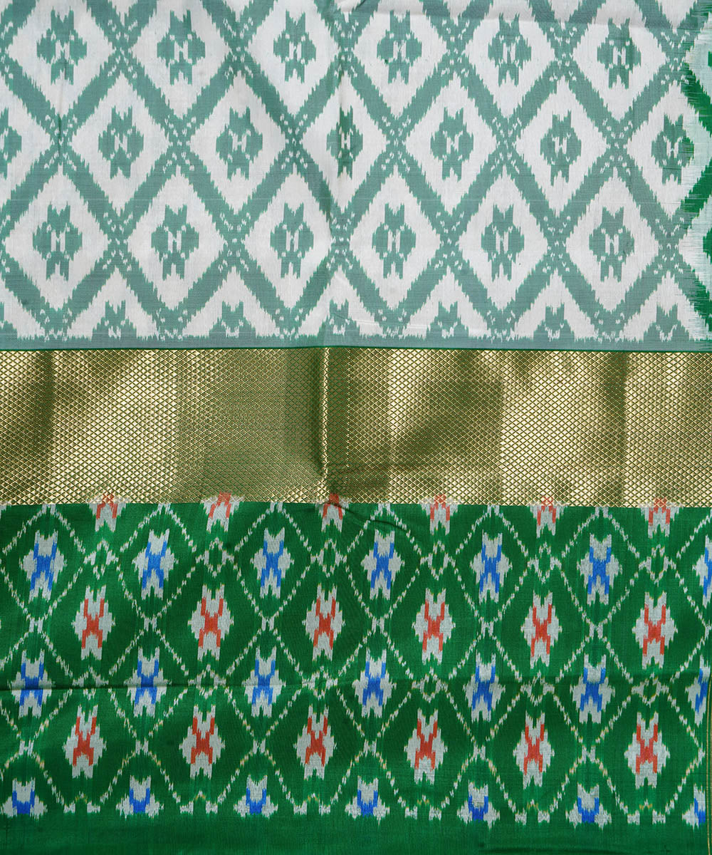 Green leaf green handwoven pochampally ikat silk saree