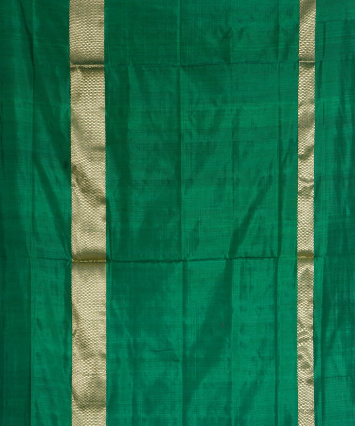 Green leaf green handwoven pochampally ikat silk saree