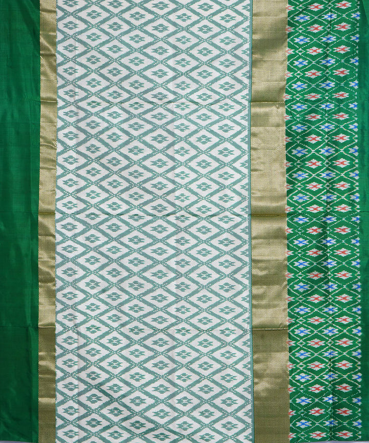 Green leaf green handwoven pochampally ikat silk saree