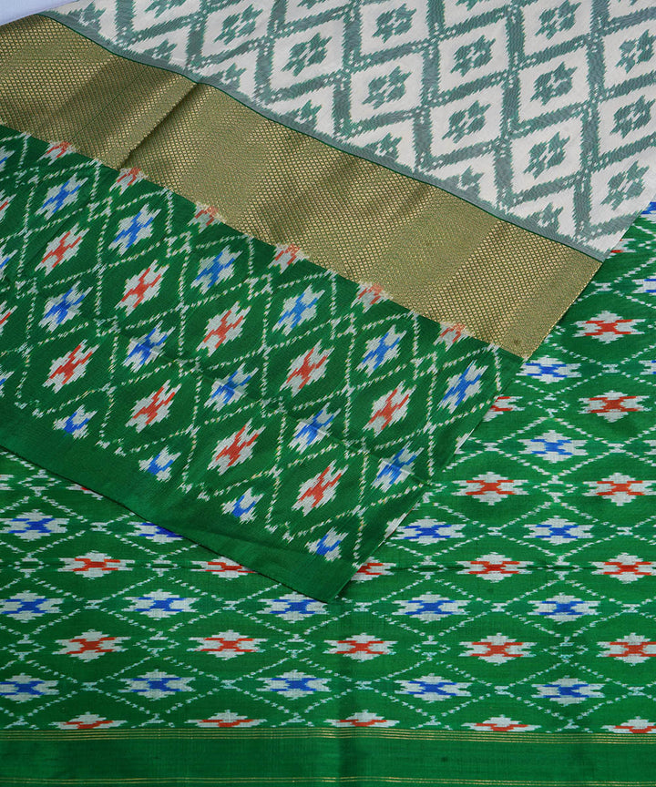 Green leaf green handwoven pochampally ikat silk saree