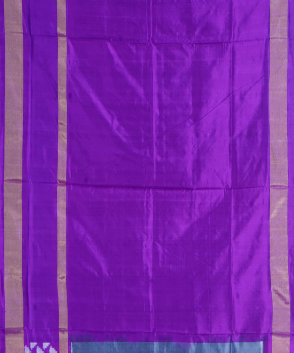 Midnight blue purple handwoven pochampally ikat silk saree