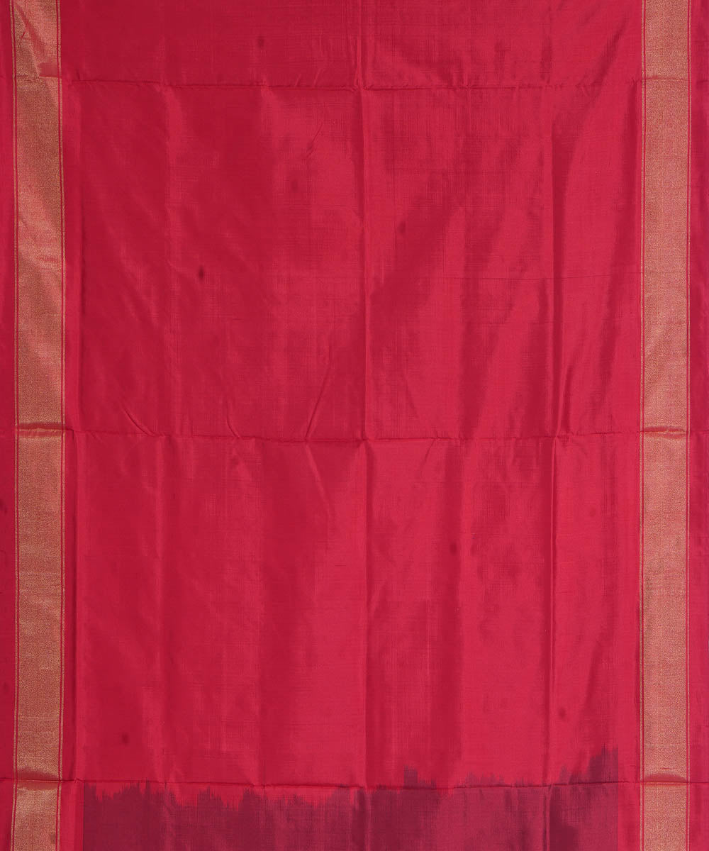 Navy blue red handwoven pochampally ikat silk saree