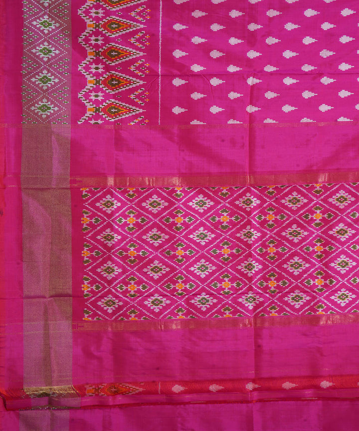 Pink all over handwoven pochampally ikat silk saree