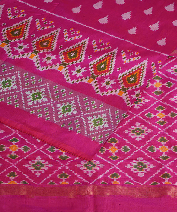 Pink all over handwoven pochampally ikat silk saree
