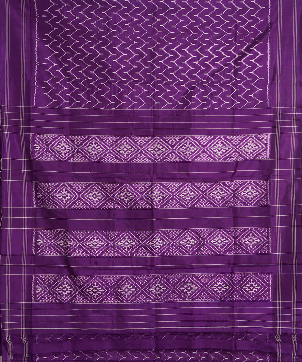 Purple offwhite handwoven pochampally ikat silk saree