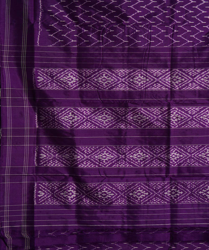 Purple offwhite handwoven pochampally ikat silk saree