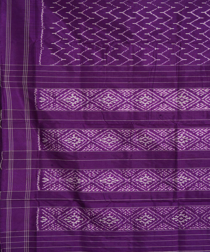 Purple offwhite handwoven pochampally ikat silk saree