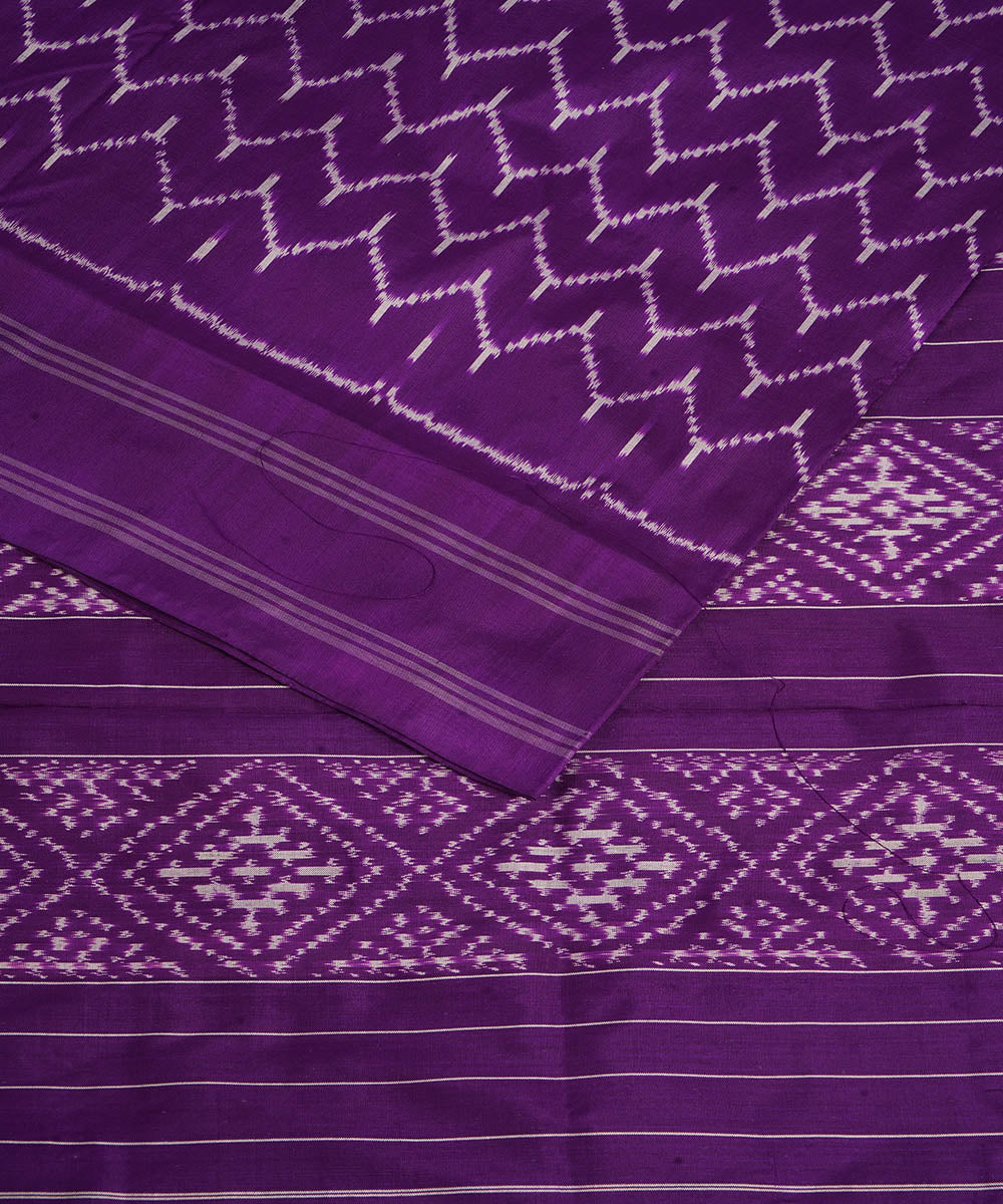 Purple offwhite handwoven pochampally ikat silk saree