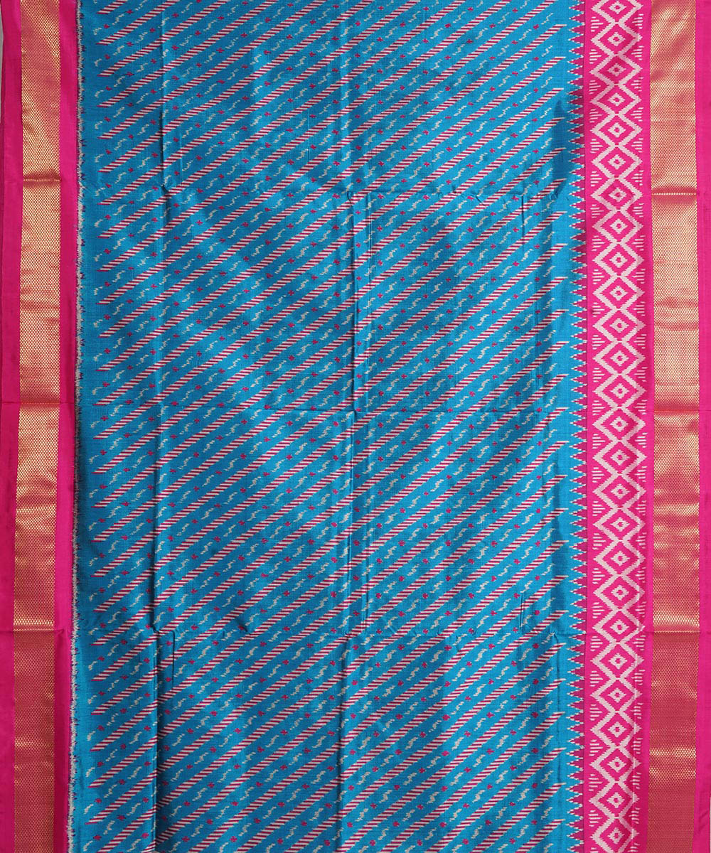 Dark green pink handwoven pochampally ikat silk saree