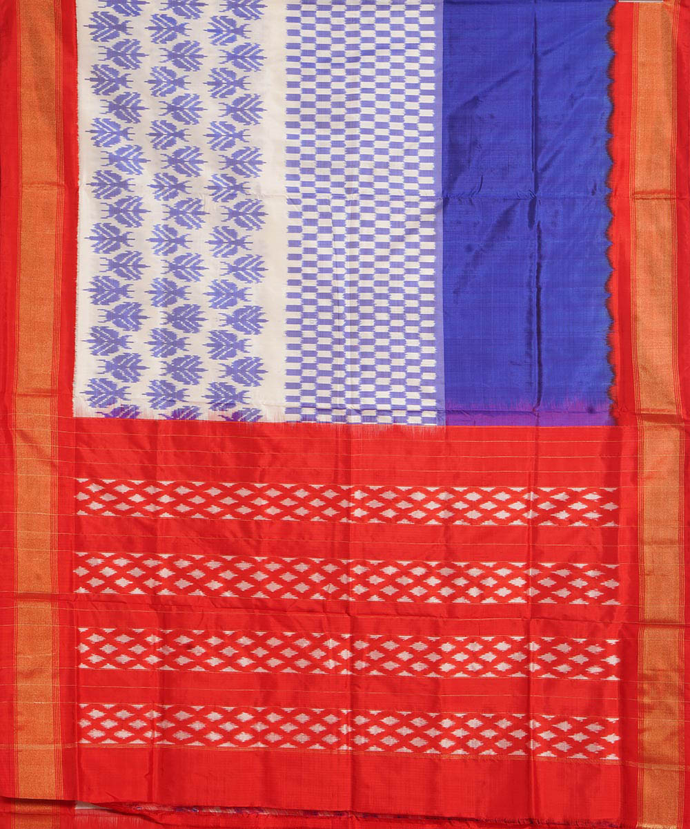 Multi color red handwoven pochampally ikat silk saree