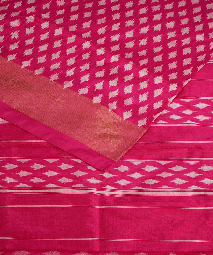 Pink buti handwoven pochampally ikat silk saree