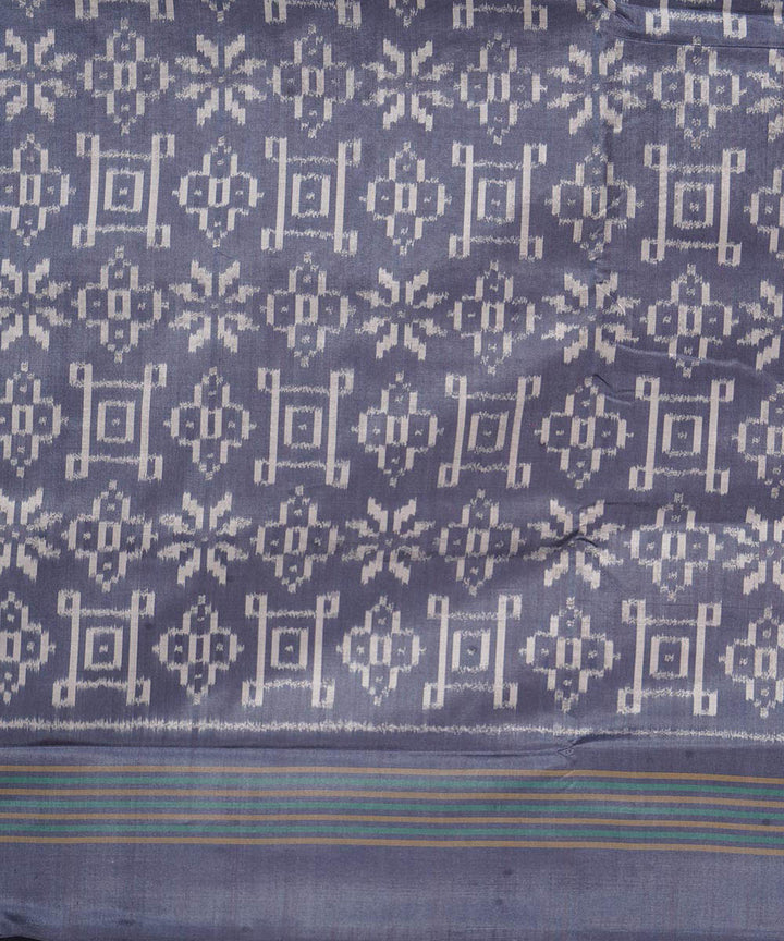 Ash grey offwhite handwoven pochampally ikat silk saree