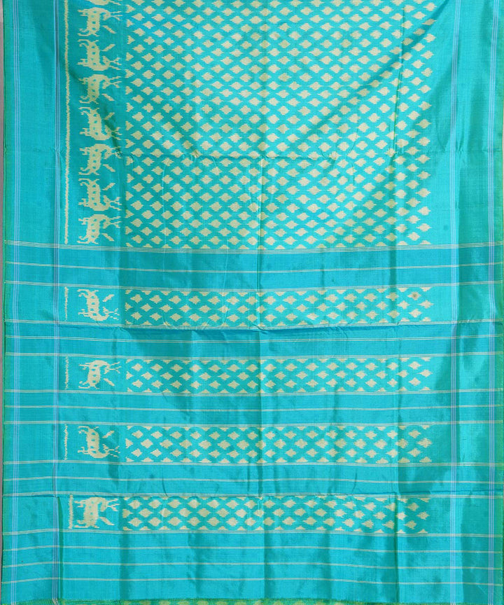 Sea green all over handwoven pochampally ikat silk saree