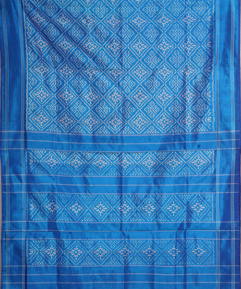 Cobalt blue handwoven pochampally ikat silk saree