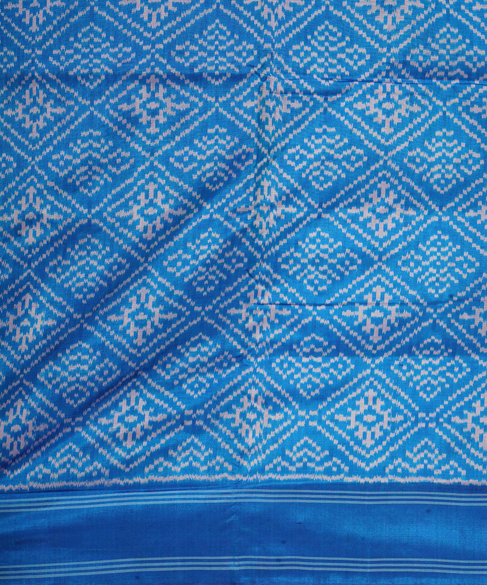 Cobalt blue handwoven pochampally ikat silk saree